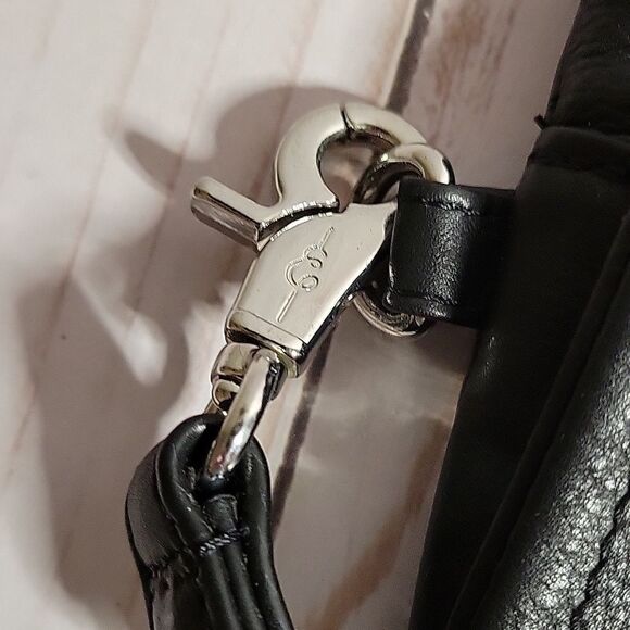 DAY & MOOD PINE CLUTCH BLACK DISTRESSED LEATHER CLUTCH WRISTLET BAG - Picture 2 of 12